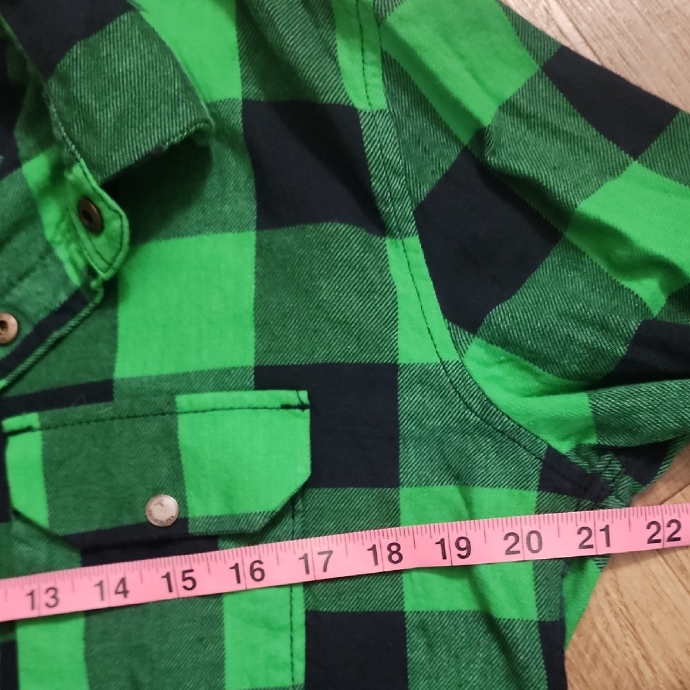 JNCO Green and Black Checkered Casual Button down Shirt - Picture 6 of 8